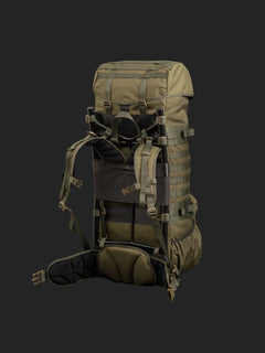 Green Savotta Jääkäri XL backpack on a black background
