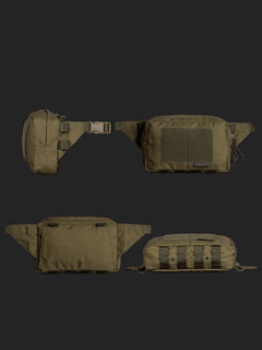 Savotta Suur-kukkaro hip pack shown from multiple angles on a black background